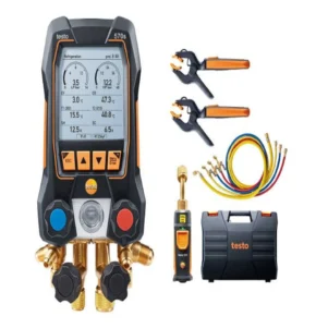 set de vacío smart testo 570s con tubos flexibles de llenado analizador digital de refrigeración inteligente con sondas de temperatura inalámbricas de pinza y de vacío